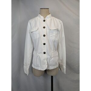 Charter Club XL White Utility Safari Jacket Cotton Tencel Military Boho Shacket